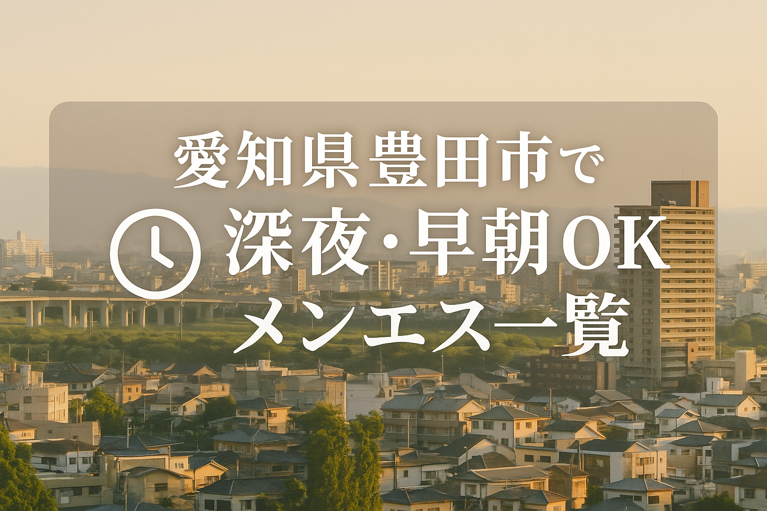 豊田市で深夜22時以降～早朝までOKなメンエス｜仕事帰り・夜勤明けにおすすめ【24時間営業メンズエステも】