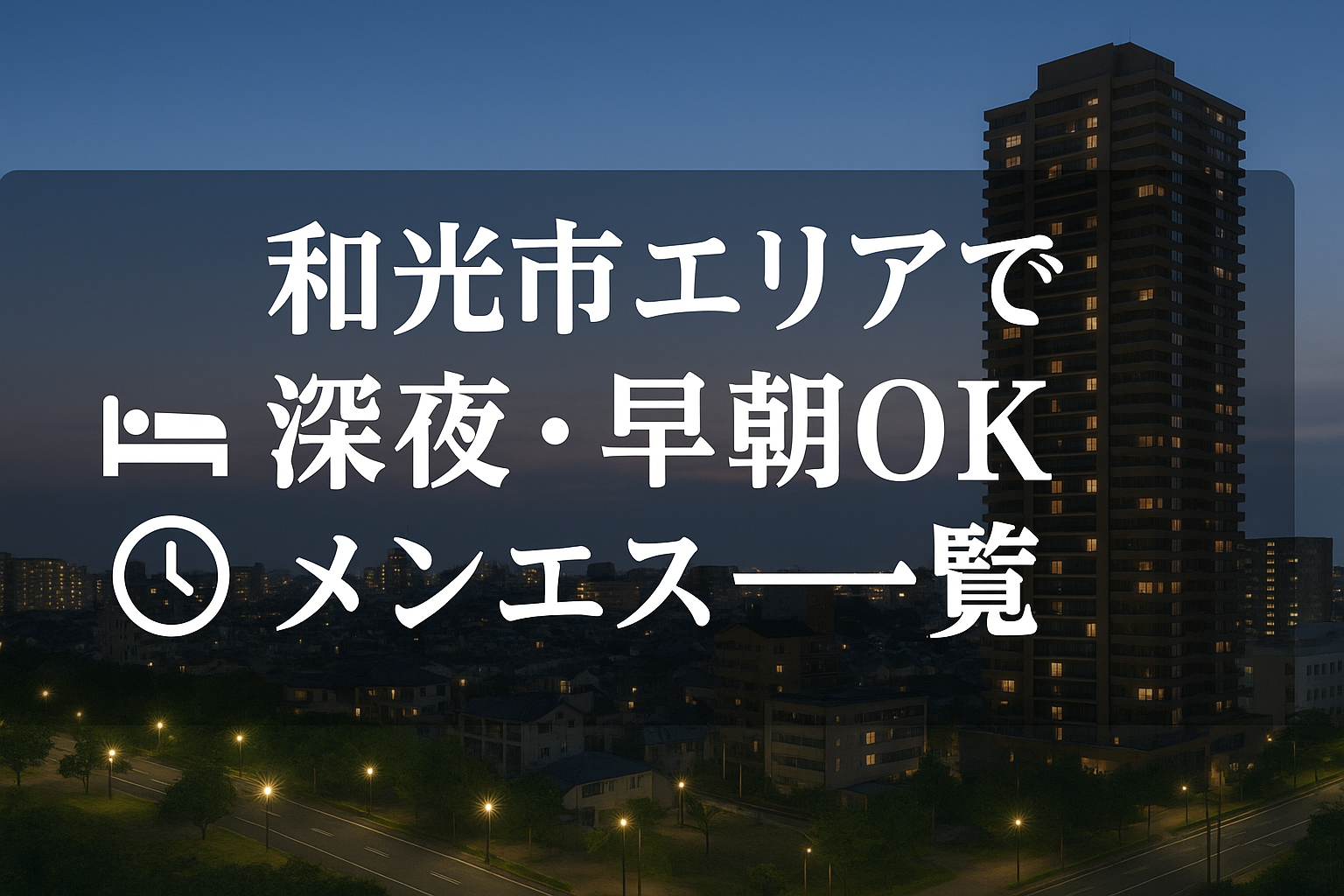 和光市駅で夜中・深夜早朝OKの出張メンエス｜22時以降・終電後・24時以降・24時間営業