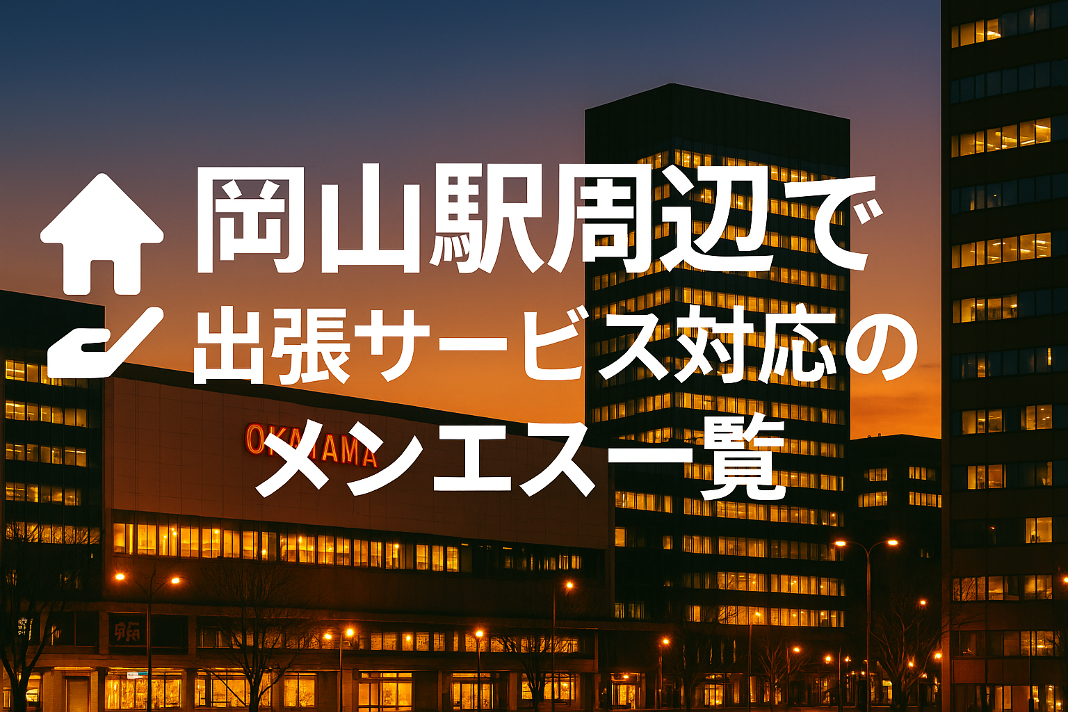 岡山駅周辺で“ホテルに呼べる”出張メンエス｜北区ビジネスホテル派遣メンズエステ（表町・錦町・下石井・柳町・奉還町・駅元町・昭和町など）